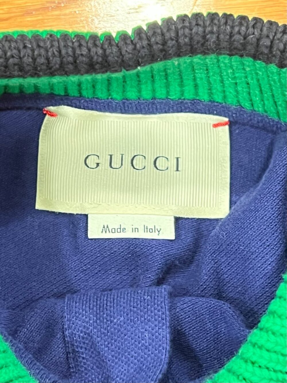 Gucci Kids Polo Shirt Size 6 Navy Green Embroidered Insect Bee Designer Top EUC